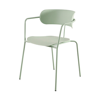 Hedendaagse stijl Open Back Plastic Dining Arm stoel met metalen benen voor thuis