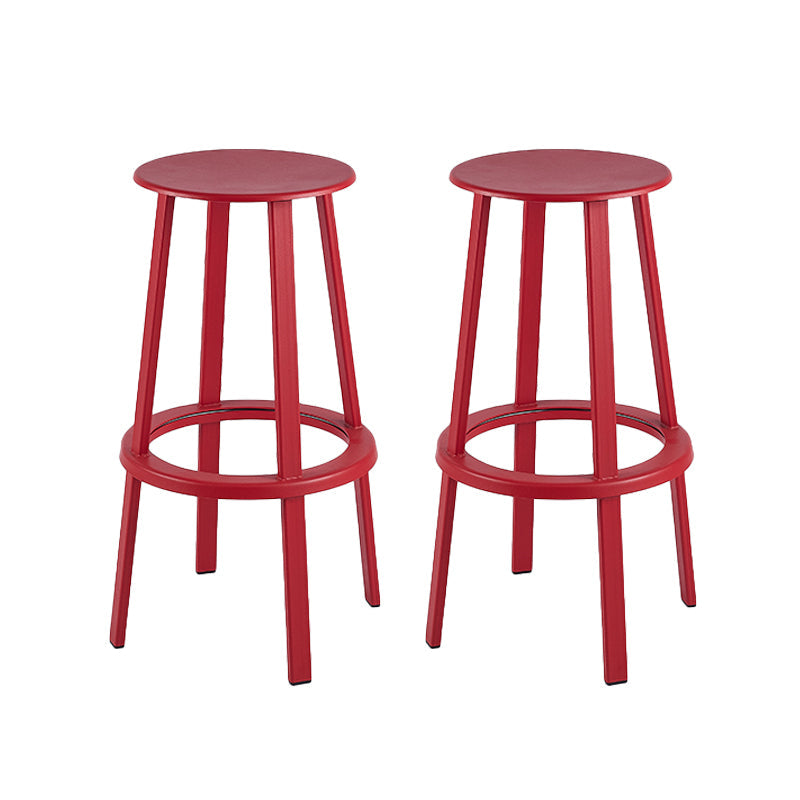 Contemporary Metal Base Backrest Counter High Stool with 4 Legs