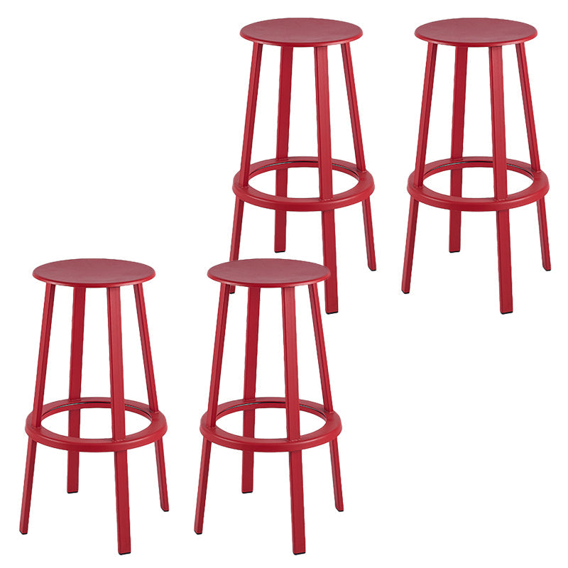 Contemporary Metal Base Backrest Counter High Stool with 4 Legs