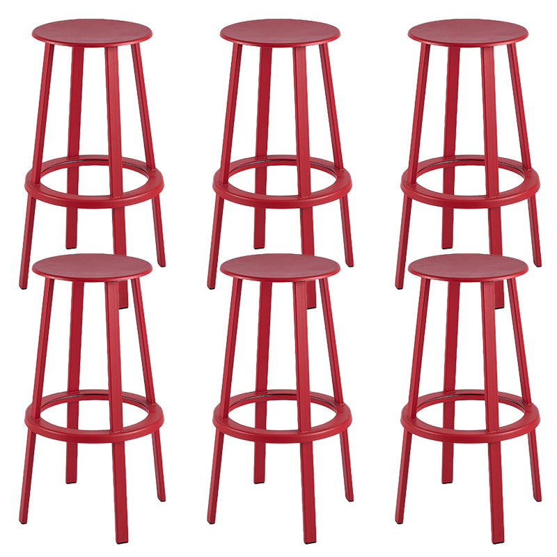 Contemporary Metal Base Backrest Counter High Stool with 4 Legs