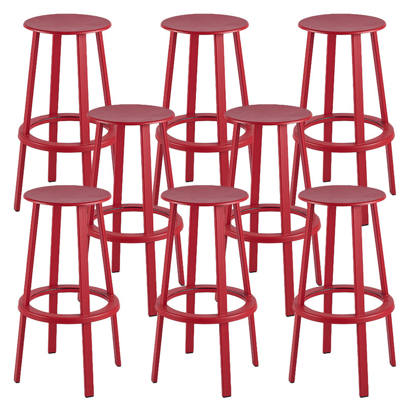 Contemporary Metal Base Backrest Counter High Stool with 4 Legs