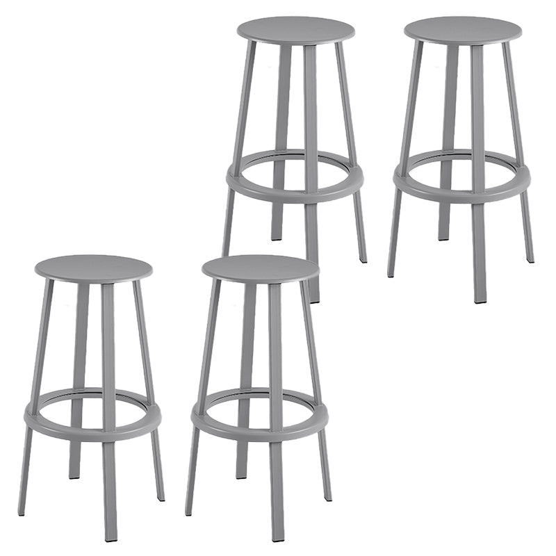 Contemporary Metal Base Backrest Counter High Stool with 4 Legs