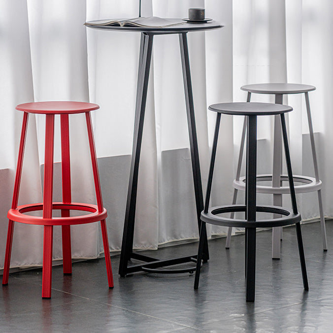 Contemporary Metal Base Backrest Counter High Stool with 4 Legs