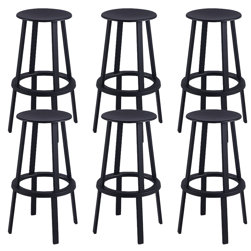 Contemporary Metal Base Backrest Counter High Stool with 4 Legs
