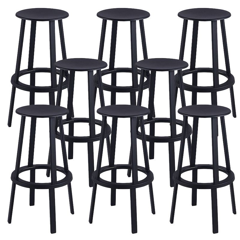 Contemporary Metal Base Backrest Counter High Stool with 4 Legs
