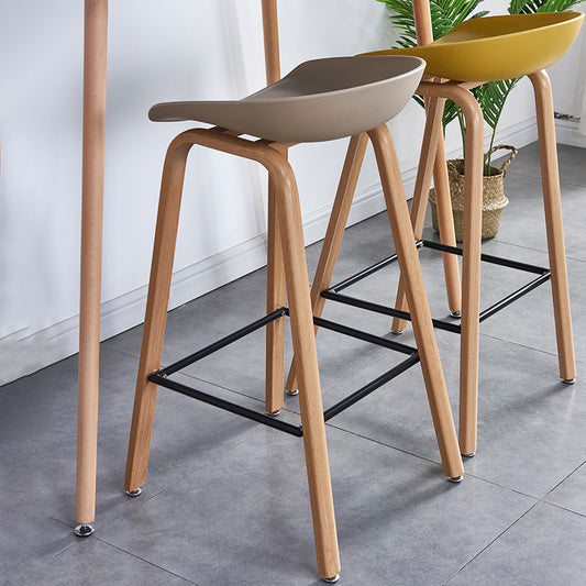 Contemporary Plastic Bucket Low Back Bar Stools with Metal Base