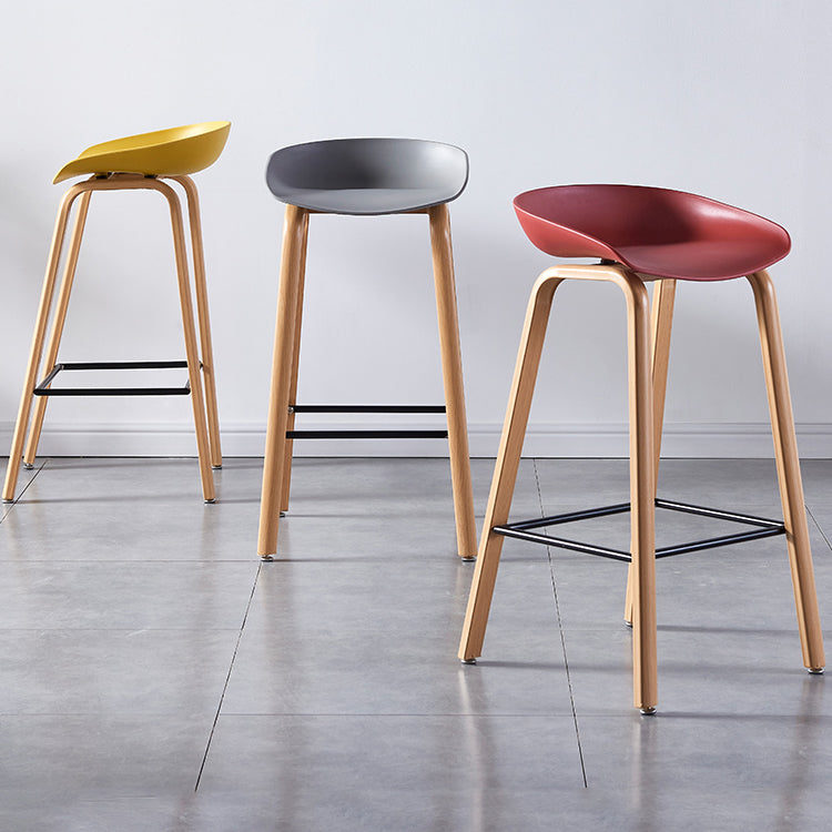 Contemporary Plastic Bucket Low Back Bar Stools with Metal Base