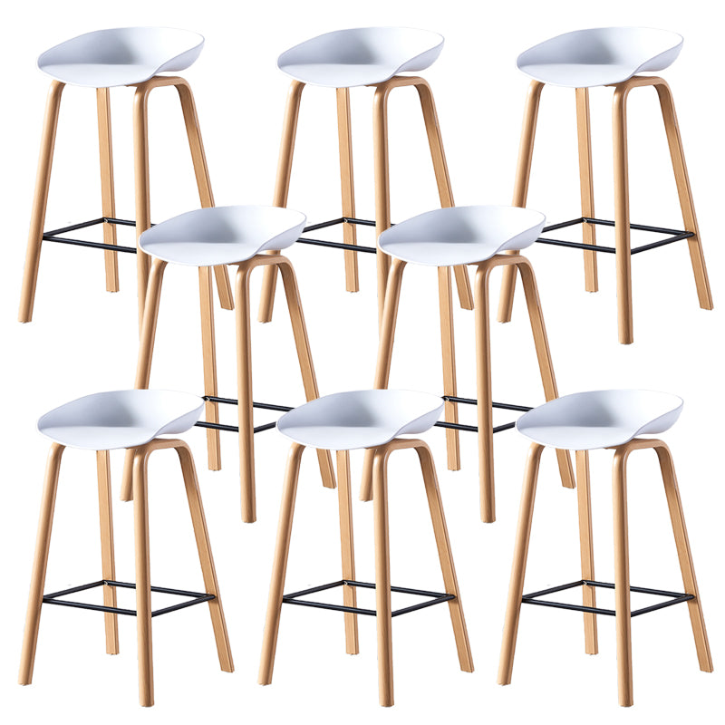 Contemporary Plastic Bucket Low Back Bar Stools with Metal Base