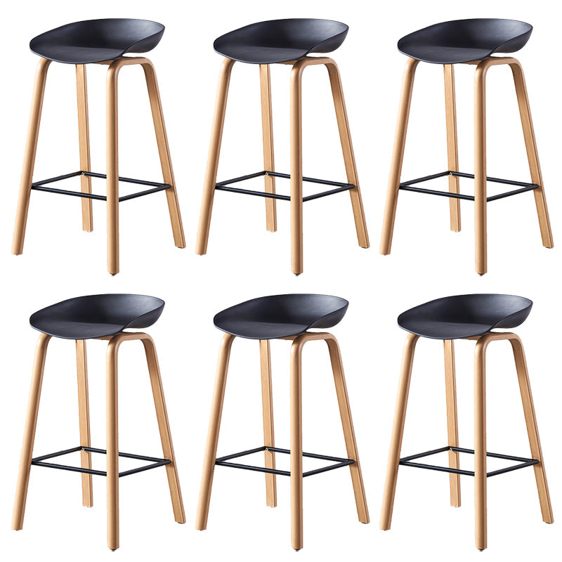 Contemporary Plastic Bucket Low Back Bar Stools with Metal Base