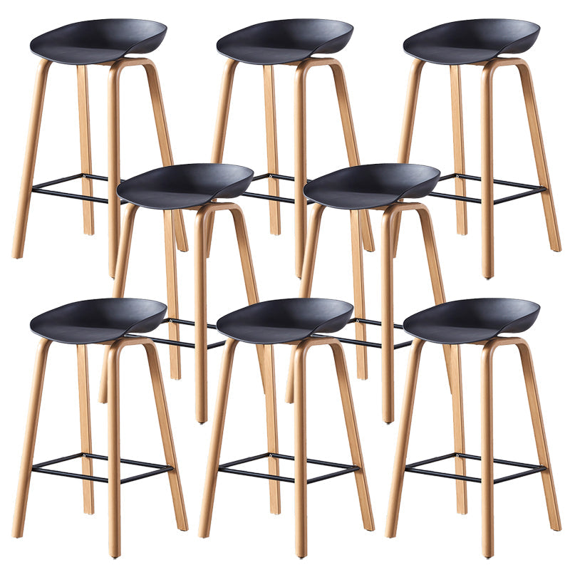 Contemporary Plastic Bucket Low Back Bar Stools with Metal Base