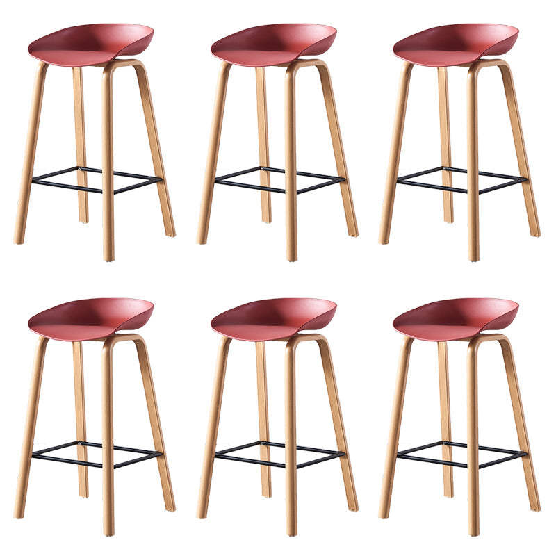 Contemporary Plastic Bucket Low Back Bar Stools with Metal Base