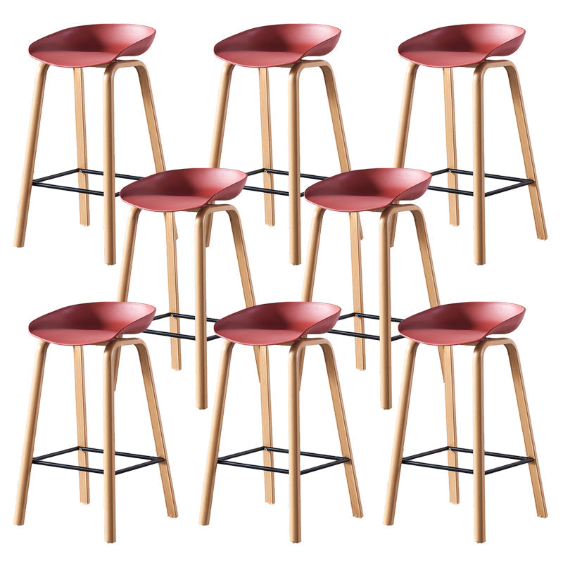 Contemporary Plastic Bucket Low Back Bar Stools with Metal Base