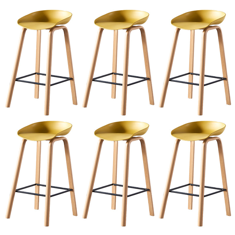 Contemporary Plastic Bucket Low Back Bar Stools with Metal Base