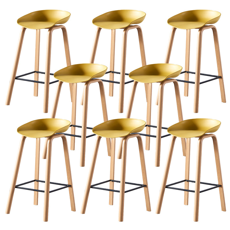Contemporary Plastic Bucket Low Back Bar Stools with Metal Base