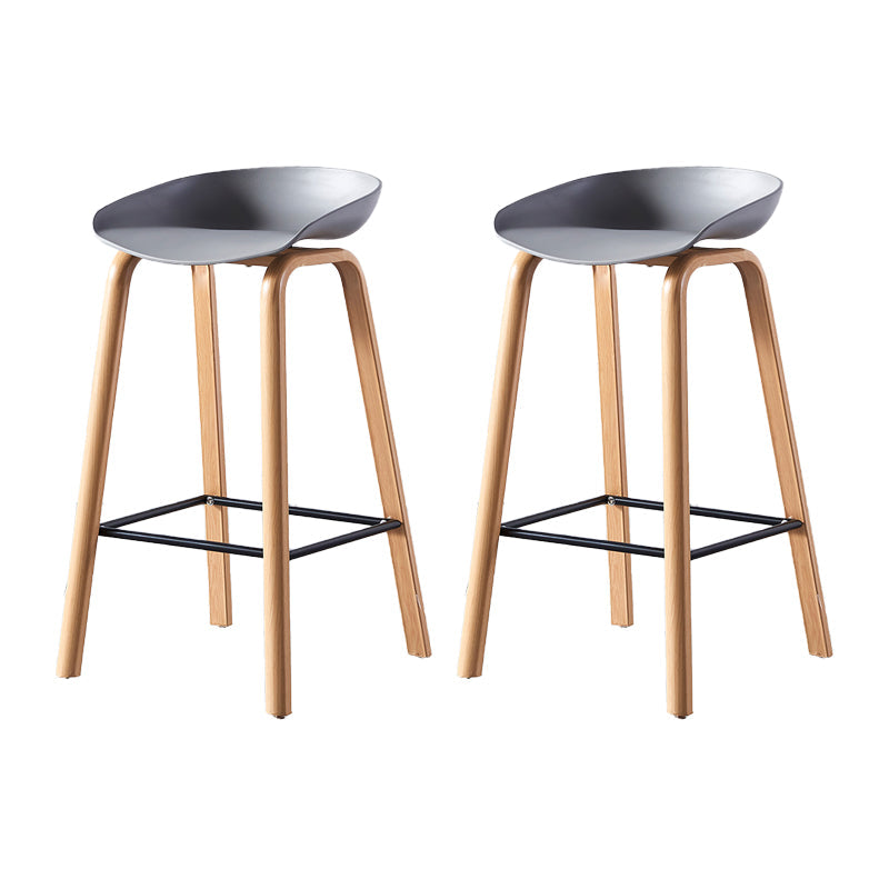 Contemporary Plastic Bucket Low Back Bar Stools with Metal Base