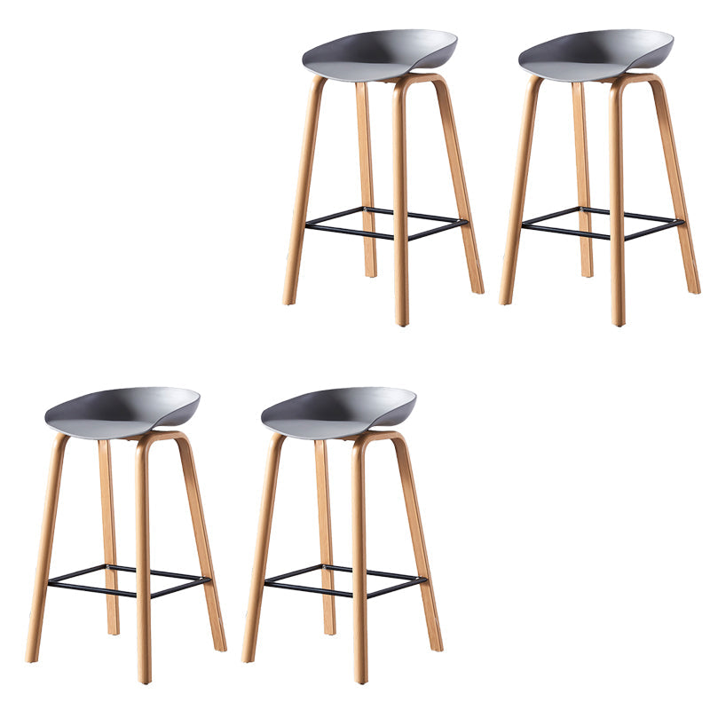 Contemporary Plastic Bucket Low Back Bar Stools with Metal Base