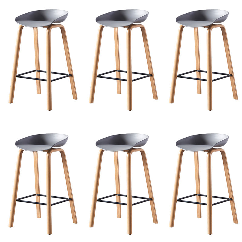 Contemporary Plastic Bucket Low Back Bar Stools with Metal Base