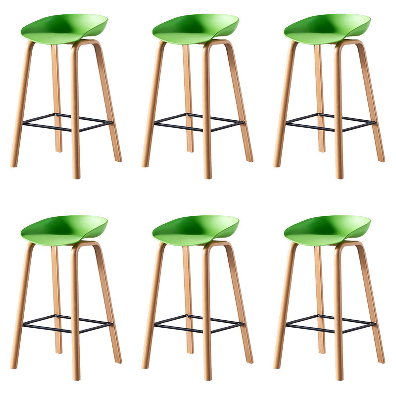 Contemporary Plastic Bucket Low Back Bar Stools with Metal Base
