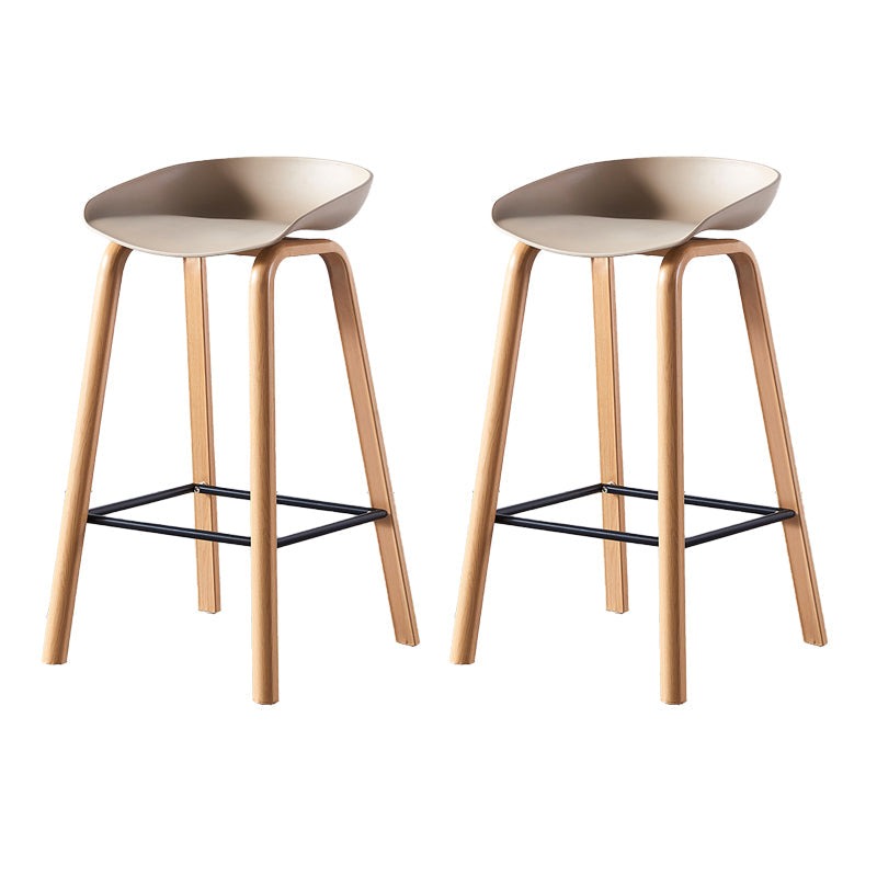 Contemporary Plastic Bucket Low Back Bar Stools with Metal Base