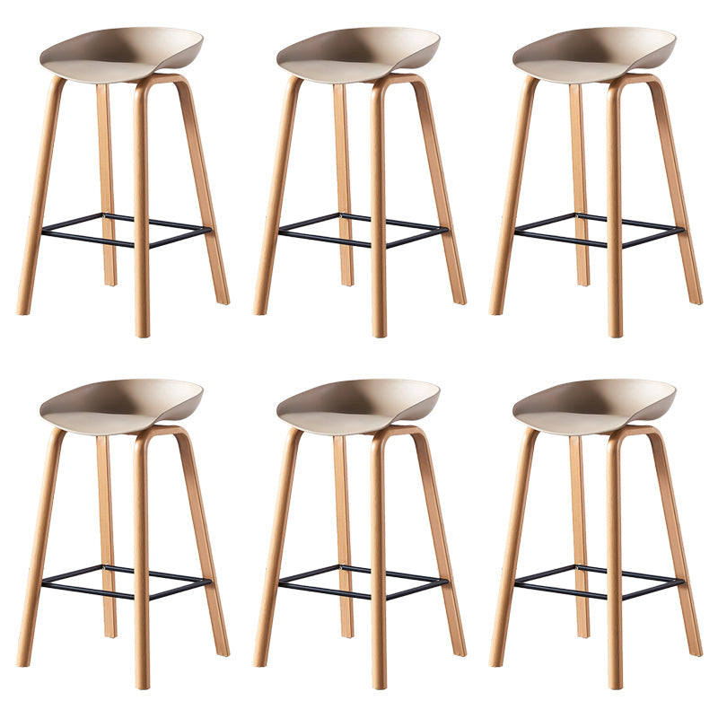 Contemporary Plastic Bucket Low Back Bar Stools with Metal Base