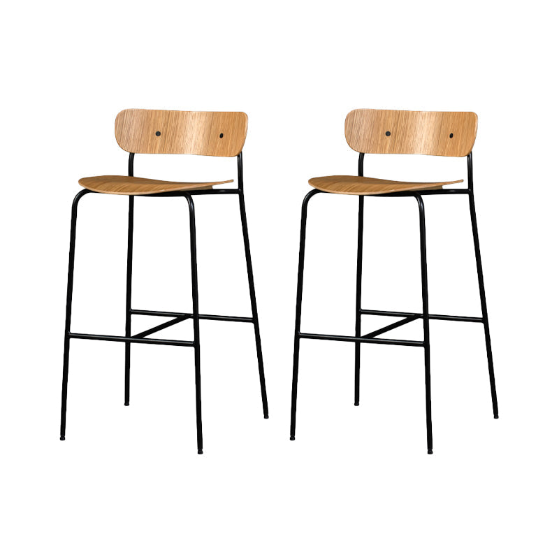 Contemporary Backrest Solid Wood and Metal Counter High Stool with 4 Legs Wood 2 Piece Set Clearhalo 'Bar Furniture' 'Bar Stools' 'bar_stools' 'furn' 'furn_bar_stools' 'Furniture' 'Kitchen & Dining Furniture' 7778832