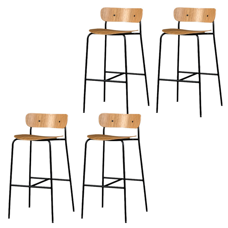 Contemporary Backrest Solid Wood and Metal Counter High Stool with 4 Legs Wood 4 Piece Set Clearhalo 'Bar Furniture' 'Bar Stools' 'bar_stools' 'furn' 'furn_bar_stools' 'Furniture' 'Kitchen & Dining Furniture' 7778833