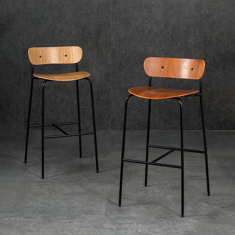 Contemporary Backrest Solid Wood and Metal Counter High Stool with 4 Legs Clearhalo 'Bar Furniture' 'Bar Stools' 'bar_stools' 'furn' 'furn_bar_stools' 'Furniture' 'Kitchen & Dining Furniture' 7778834