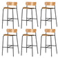 Contemporary Backrest Solid Wood and Metal Counter High Stool with 4 Legs Wood 6 Piece Set Clearhalo 'Bar Furniture' 'Bar Stools' 'bar_stools' 'furn' 'furn_bar_stools' 'Furniture' 'Kitchen & Dining Furniture' 7778835