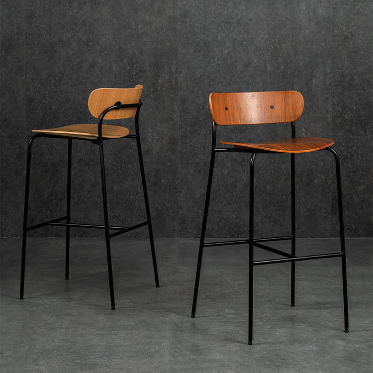 Contemporary Backrest Solid Wood and Metal Counter High Stool with 4 Legs Clearhalo 'Bar Furniture' 'Bar Stools' 'bar_stools' 'furn' 'furn_bar_stools' 'Furniture' 'Kitchen & Dining Furniture' 7778837