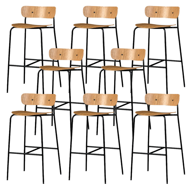 Contemporary Backrest Solid Wood and Metal Counter High Stool with 4 Legs Wood 8 Piece Set Clearhalo 'Bar Furniture' 'Bar Stools' 'bar_stools' 'furn' 'furn_bar_stools' 'Furniture' 'Kitchen & Dining Furniture' 7778838
