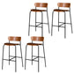 Contemporary Backrest Solid Wood and Metal Counter High Stool with 4 Legs Walnut 4 Piece Set Clearhalo 'Bar Furniture' 'Bar Stools' 'bar_stools' 'furn' 'furn_bar_stools' 'Furniture' 'Kitchen & Dining Furniture' 7778843