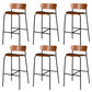 Contemporary Backrest Solid Wood and Metal Counter High Stool with 4 Legs Walnut 6 Piece Set Clearhalo 'Bar Furniture' 'Bar Stools' 'bar_stools' 'furn' 'furn_bar_stools' 'Furniture' 'Kitchen & Dining Furniture' 7778845