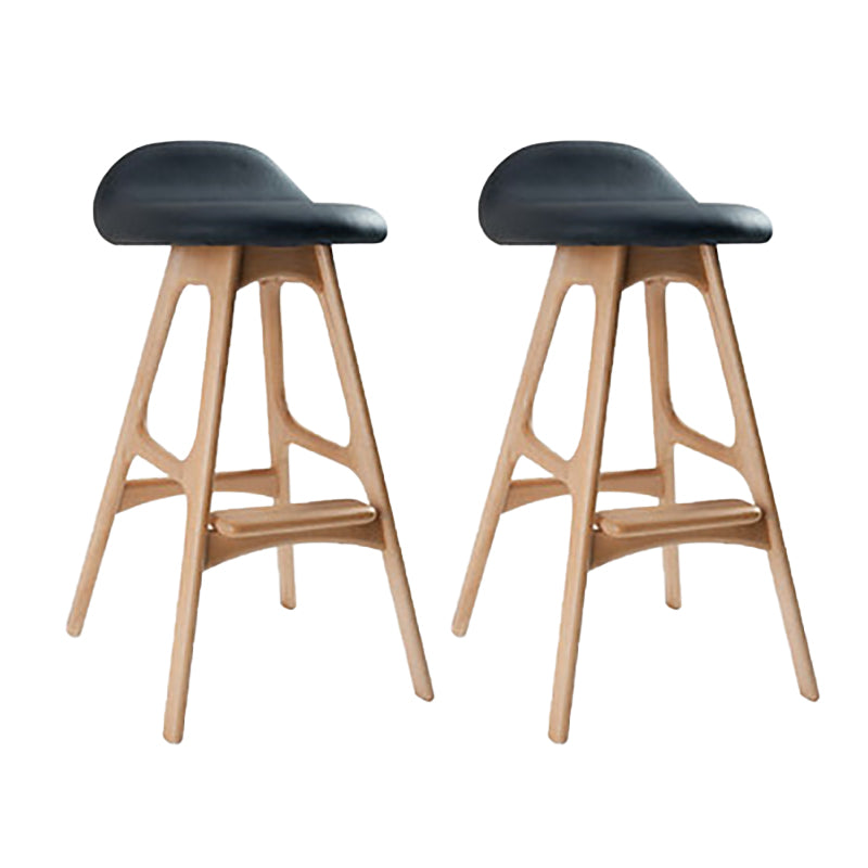 Contemporary Upholstered Faux Leather Bar Stool with Solid Wood Base Natural Black 2 Piece Set Clearhalo 'Bar Furniture' 'Bar Stools' 'bar_stools' 'furn' 'furn_bar_stools' 'Furniture' 'Kitchen & Dining Furniture' 7778852