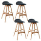 Contemporary Upholstered Faux Leather Bar Stool with Solid Wood Base Natural Black 4 Piece Set Clearhalo 'Bar Furniture' 'Bar Stools' 'bar_stools' 'furn' 'furn_bar_stools' 'Furniture' 'Kitchen & Dining Furniture' 7778853