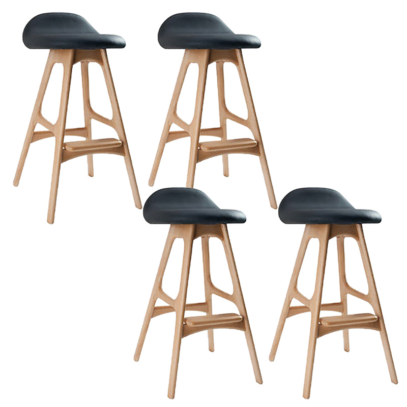 Contemporary Upholstered Faux Leather Bar Stool with Solid Wood Base Natural Black 4 Piece Set Clearhalo 'Bar Furniture' 'Bar Stools' 'bar_stools' 'furn' 'furn_bar_stools' 'Furniture' 'Kitchen & Dining Furniture' 7778853