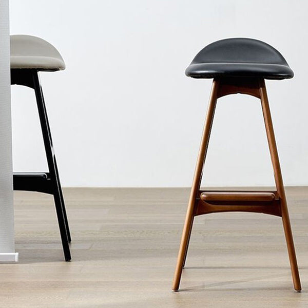 Contemporary Upholstered Faux Leather Bar Stool with Solid Wood Base Clearhalo 'Bar Furniture' 'Bar Stools' 'bar_stools' 'furn' 'furn_bar_stools' 'Furniture' 'Kitchen & Dining Furniture' 7778854