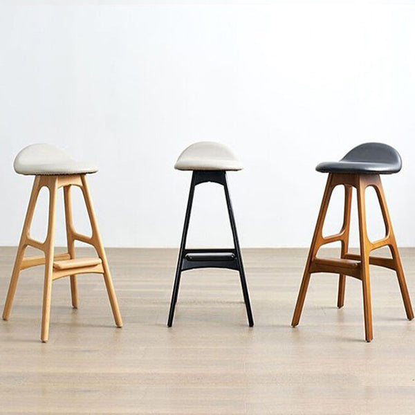 Contemporary Upholstered Faux Leather Bar Stool with Solid Wood Base Clearhalo 'Bar Furniture' 'Bar Stools' 'bar_stools' 'furn' 'furn_bar_stools' 'Furniture' 'Kitchen & Dining Furniture' 7778857