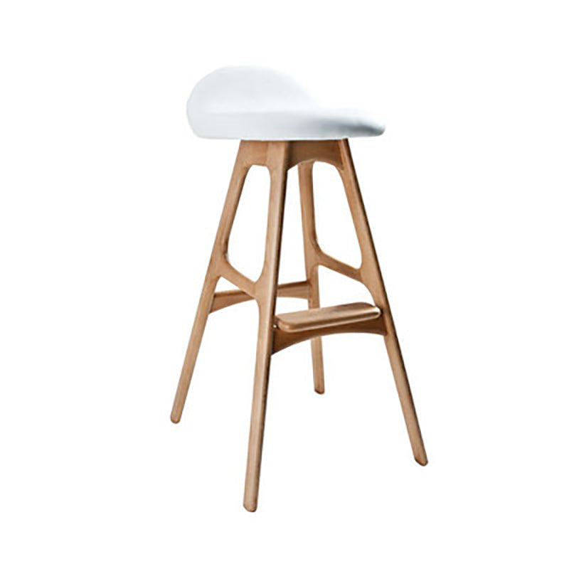 Contemporary Upholstered Faux Leather Bar Stool with Solid Wood Base Natural White 1 Piece Clearhalo 'Bar Furniture' 'Bar Stools' 'bar_stools' 'furn' 'furn_bar_stools' 'Furniture' 'Kitchen & Dining Furniture' 7778859