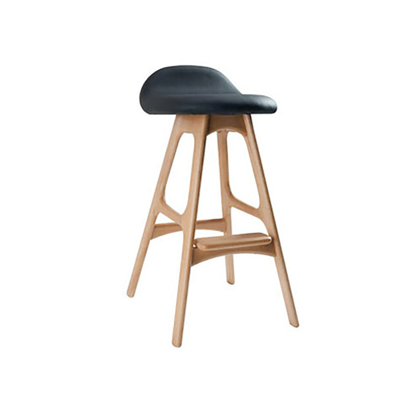 Contemporary Upholstered Faux Leather Bar Stool with Solid Wood Base Natural Black 1 Piece Clearhalo 'Bar Furniture' 'Bar Stools' 'bar_stools' 'furn' 'furn_bar_stools' 'Furniture' 'Kitchen & Dining Furniture' 7778860