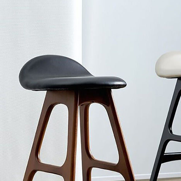Contemporary Upholstered Faux Leather Bar Stool with Solid Wood Base Clearhalo 'Bar Furniture' 'Bar Stools' 'bar_stools' 'furn' 'furn_bar_stools' 'Furniture' 'Kitchen & Dining Furniture' 7778861