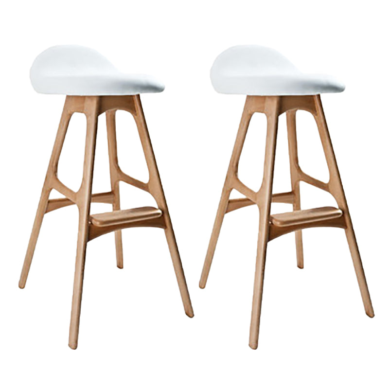 Contemporary Upholstered Faux Leather Bar Stool with Solid Wood Base Natural White 2 Piece Set Clearhalo 'Bar Furniture' 'Bar Stools' 'bar_stools' 'furn' 'furn_bar_stools' 'Furniture' 'Kitchen & Dining Furniture' 7778862