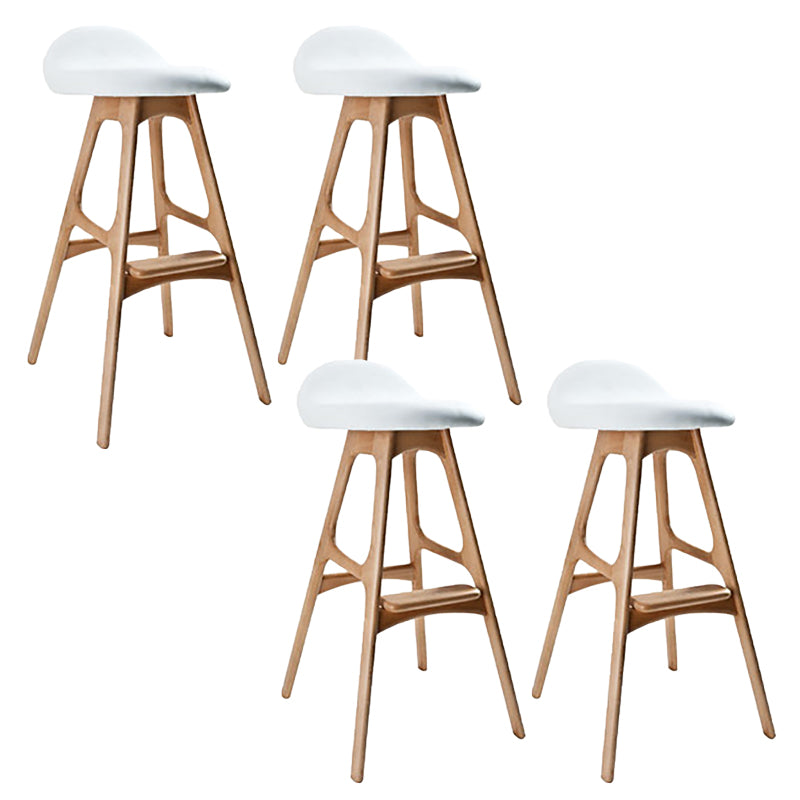 Contemporary Upholstered Faux Leather Bar Stool with Solid Wood Base Natural White 4 Piece Set Clearhalo 'Bar Furniture' 'Bar Stools' 'bar_stools' 'furn' 'furn_bar_stools' 'Furniture' 'Kitchen & Dining Furniture' 7778863