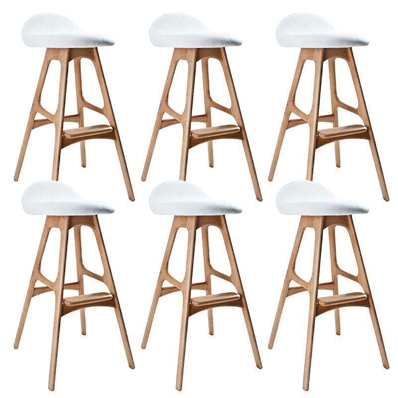 Contemporary Upholstered Faux Leather Bar Stool with Solid Wood Base Natural White 6 Piece Set Clearhalo 'Bar Furniture' 'Bar Stools' 'bar_stools' 'furn' 'furn_bar_stools' 'Furniture' 'Kitchen & Dining Furniture' 7778865
