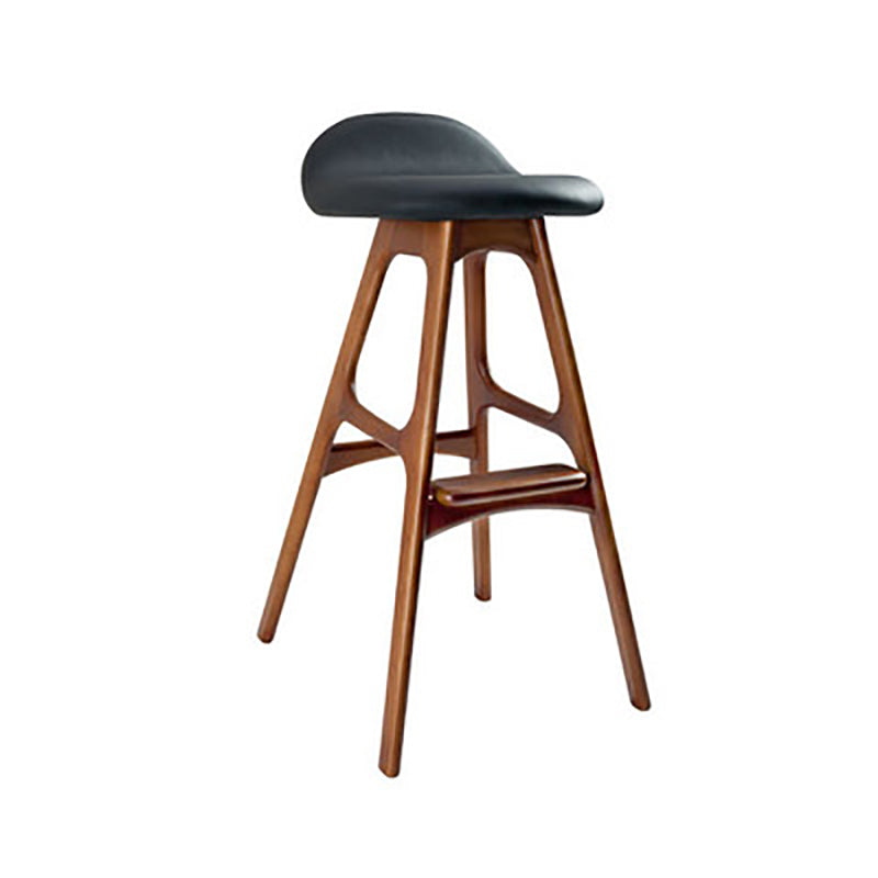 Contemporary Upholstered Faux Leather Bar Stool with Solid Wood Base Dark Brown Black 1 Piece Clearhalo 'Bar Furniture' 'Bar Stools' 'bar_stools' 'furn' 'furn_bar_stools' 'Furniture' 'Kitchen & Dining Furniture' 7778867