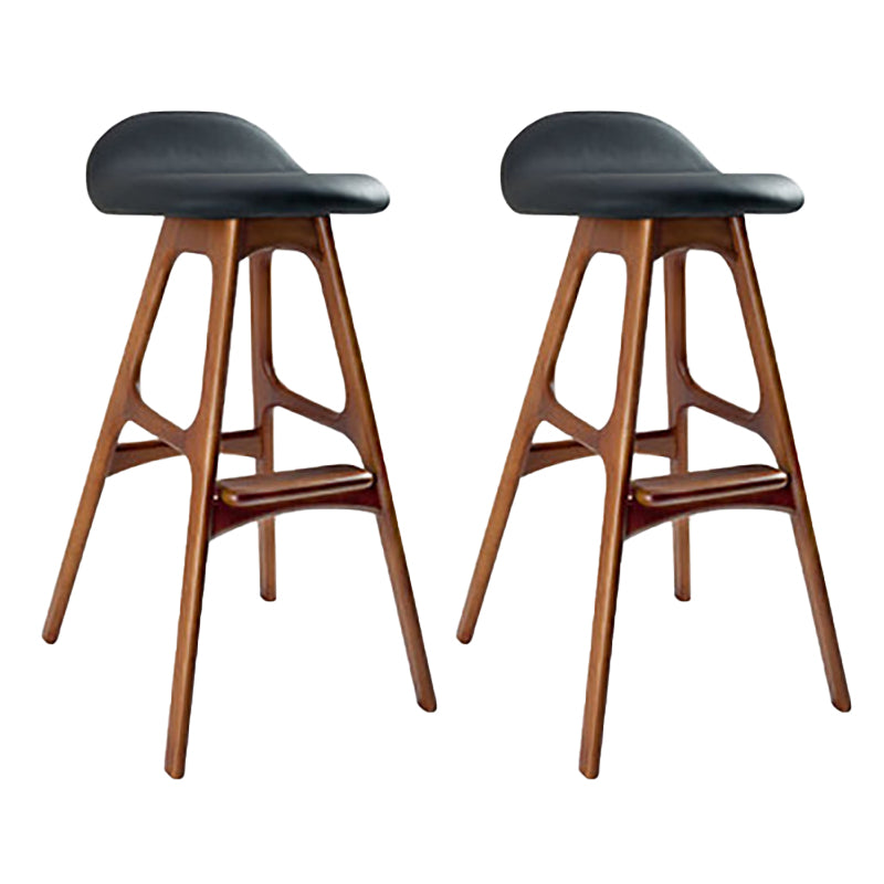 Contemporary Upholstered Faux Leather Bar Stool with Solid Wood Base Dark Brown Black 2 Piece Set Clearhalo 'Bar Furniture' 'Bar Stools' 'bar_stools' 'furn' 'furn_bar_stools' 'Furniture' 'Kitchen & Dining Furniture' 7778868