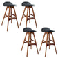 Contemporary Upholstered Faux Leather Bar Stool with Solid Wood Base Dark Brown Black 4 Piece Set Clearhalo 'Bar Furniture' 'Bar Stools' 'bar_stools' 'furn' 'furn_bar_stools' 'Furniture' 'Kitchen & Dining Furniture' 7778869