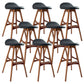 Contemporary Upholstered Faux Leather Bar Stool with Solid Wood Base Dark Brown Black 8 Piece Set Clearhalo 'Bar Furniture' 'Bar Stools' 'bar_stools' 'furn' 'furn_bar_stools' 'Furniture' 'Kitchen & Dining Furniture' 7778871