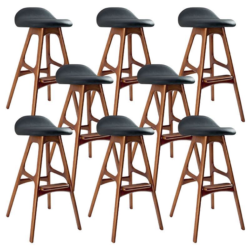 Contemporary Upholstered Faux Leather Bar Stool with Solid Wood Base Dark Brown Black 8 Piece Set Clearhalo 'Bar Furniture' 'Bar Stools' 'bar_stools' 'furn' 'furn_bar_stools' 'Furniture' 'Kitchen & Dining Furniture' 7778871