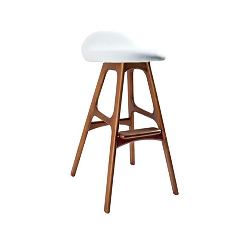Contemporary Upholstered Faux Leather Bar Stool with Solid Wood Base Dark Brown White 1 Piece Clearhalo 'Bar Furniture' 'Bar Stools' 'bar_stools' 'furn' 'furn_bar_stools' 'Furniture' 'Kitchen & Dining Furniture' 7778872