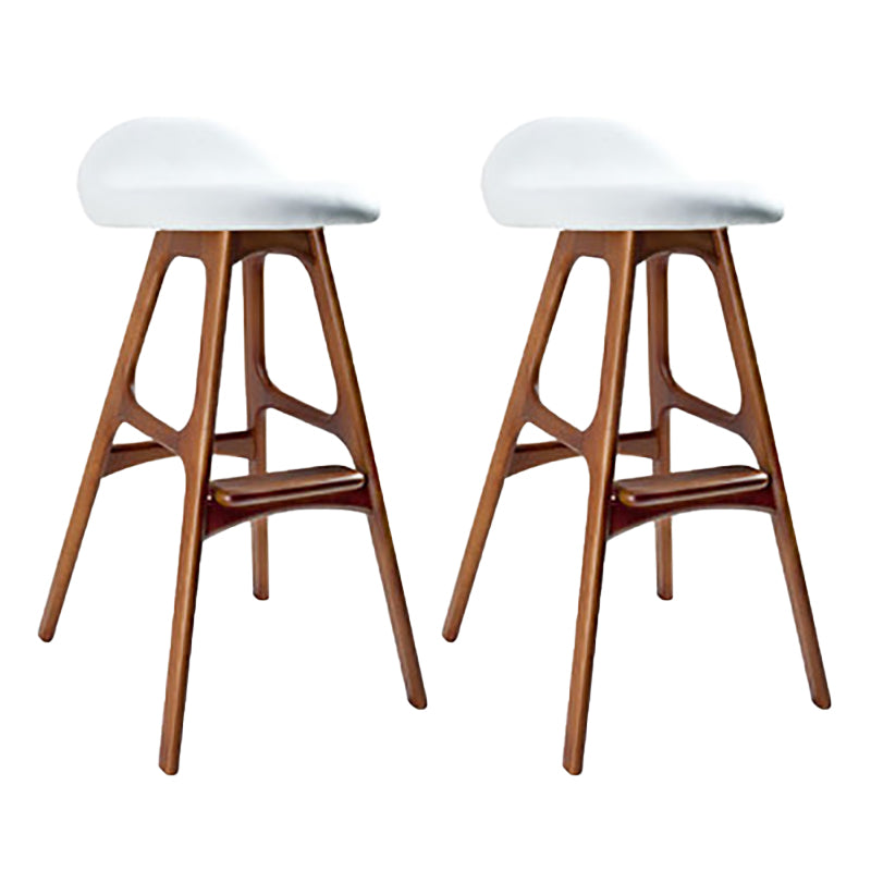 Contemporary Upholstered Faux Leather Bar Stool with Solid Wood Base Dark Brown White 2 Piece Set Clearhalo 'Bar Furniture' 'Bar Stools' 'bar_stools' 'furn' 'furn_bar_stools' 'Furniture' 'Kitchen & Dining Furniture' 7778873